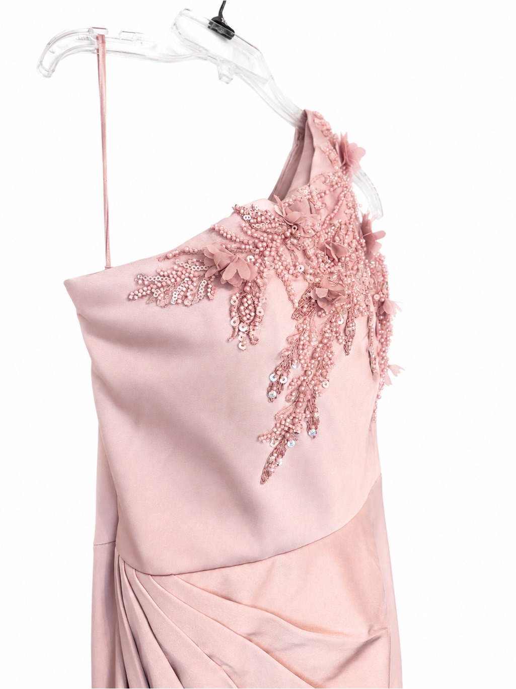 Mori Lee One-Shoulder Blush Pink Embellished Mother Of The Bride Dress Size 6